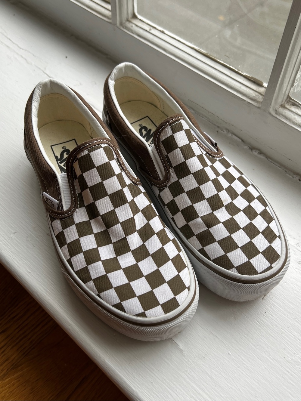 Vans Slip-On Sneakers - Brown & White Checkerboard